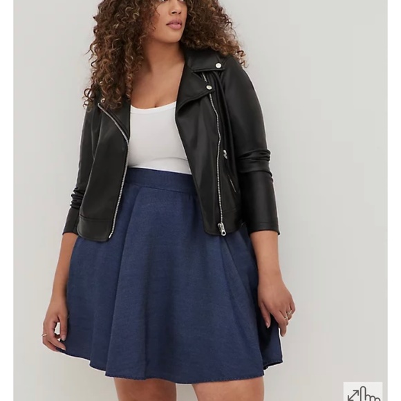 MINI CHAMBRAY SKATER SKIRT - Picture 3 of 3